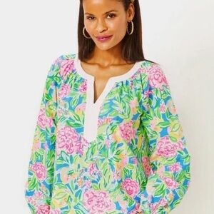 Lilly Pulitzer Blue and Pink Floral Blouse
